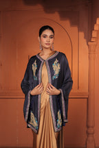 ADA WOOLEN EMBROIDED CAPE - BLUE