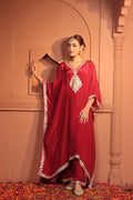AFSHEEN EMBROIDED KAFTAN SET - RED