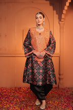 ALIYA  TILLA EMBROIDED PATOLA KURTA SET - BLACK