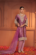 MEHER BROCADE TILLA EMBROIDERED KURTA SET - PURPLE