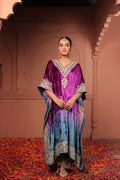 INAYAT TILLA EMBROIDED KAFTAN SET - OMBRE PURPLE BLUE