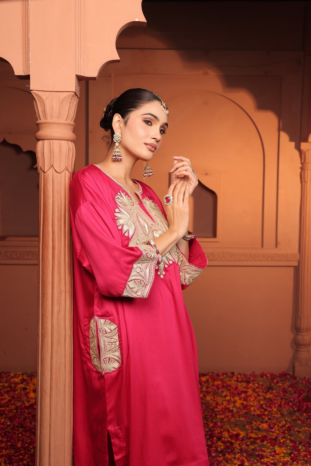 INAYA TILLA EMBROIDED   KURTA SET - PINK