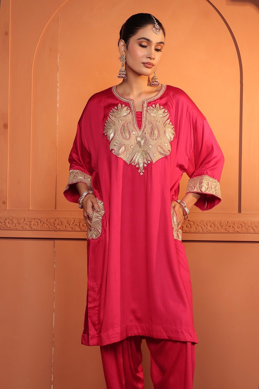 INAYA TILLA EMBROIDED   KURTA SET - PINK