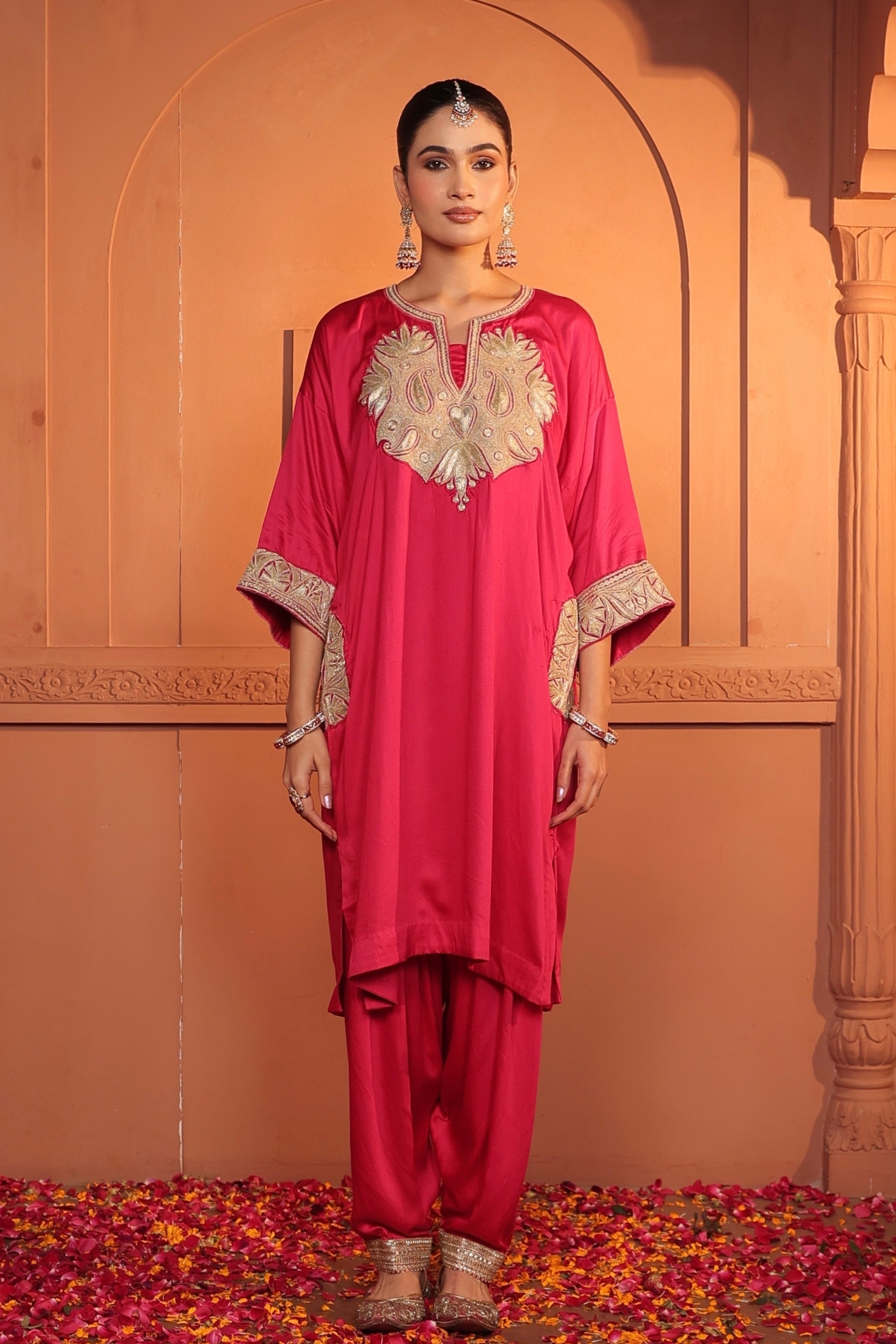 INAYA TILLA EMBROIDED   KURTA SET - PINK