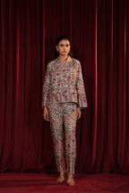 IRA KALAMKARI SUIT SET - LIGHT GREY