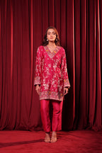 MEHEK GARA EMBROIDED TUNIC SET - PINK