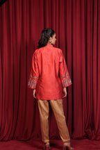 NAQSH TILLA EMBROIDED JACKET - ORANGE