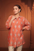 NAYAB EMBROIDED SHIRT - ORANGE