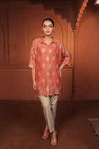 NAYAB EMBROIDED SHIRT - ORANGE