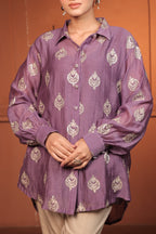 NAYAB EMBROIDED SHIRT - PURPLE