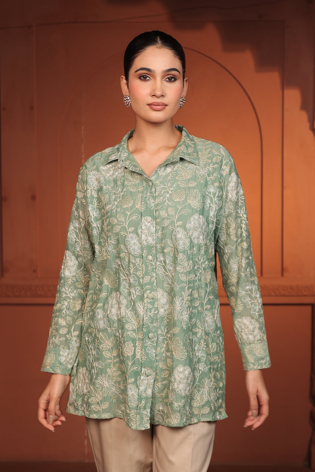 RIVA EMBROIDED SHIRT - GREEN