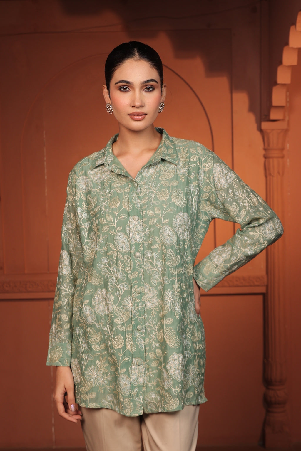 RIVA EMBROIDED SHIRT - GREEN