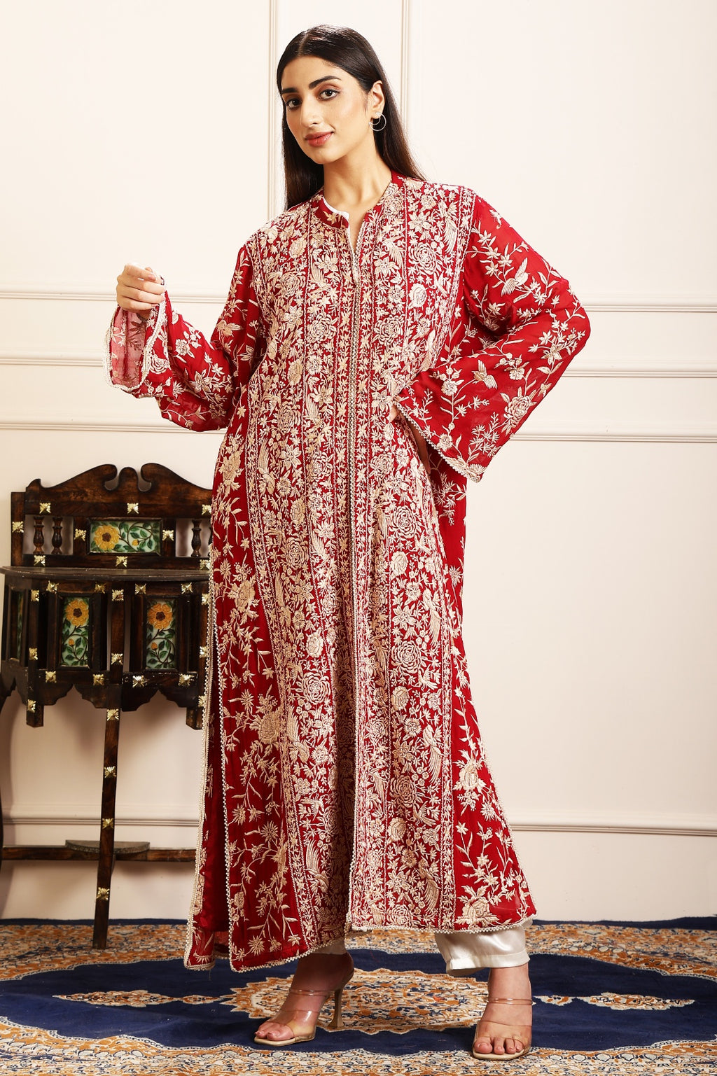 RUHAB GARA EMBROIDED JACKET - RED