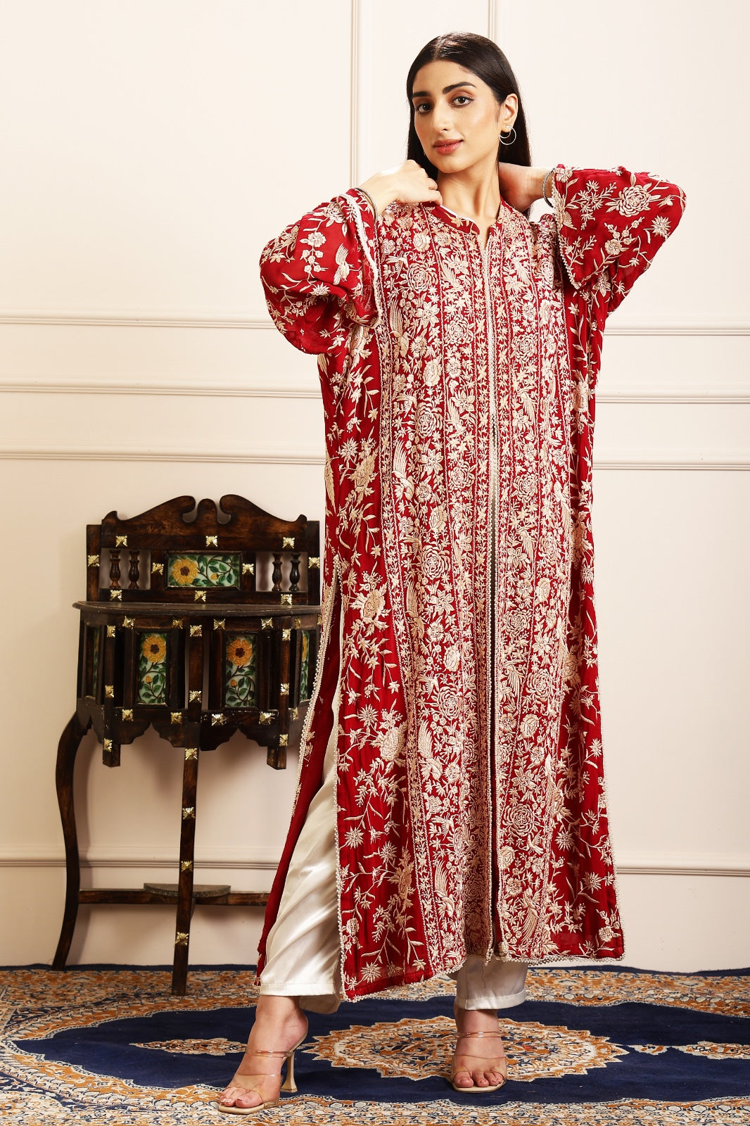 RUHAB GARA EMBROIDED JACKET - RED