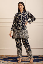 RUHAB GARA EMBROIDED JACKET COORD SET - BLACK