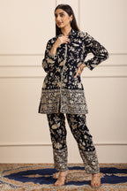 RUHAB GARA EMBROIDED JACKET COORD SET - BLACK