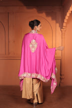 RUH SATIN TILLA EMBROIDED CAPE - PINK