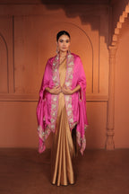 RUH SATIN TILLA EMBROIDED CAPE - PINK