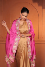 RUH SATIN TILLA EMBROIDED CAPE - PINK