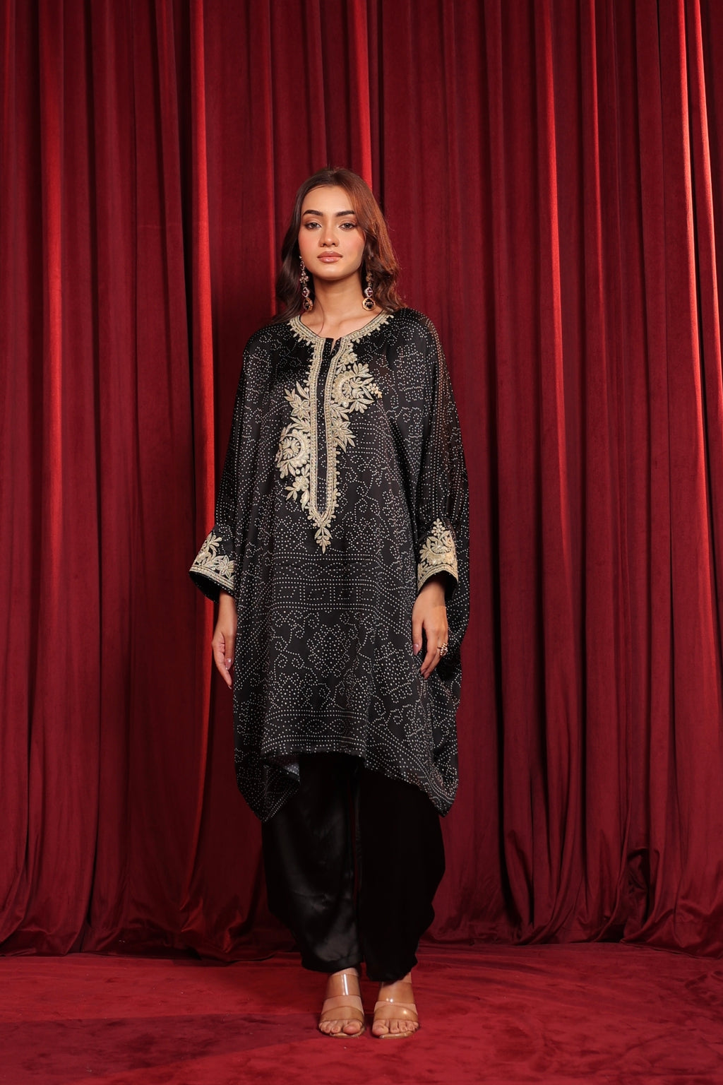 SABA TILLA EMBROIDED KAFTAN  SET - BLACK