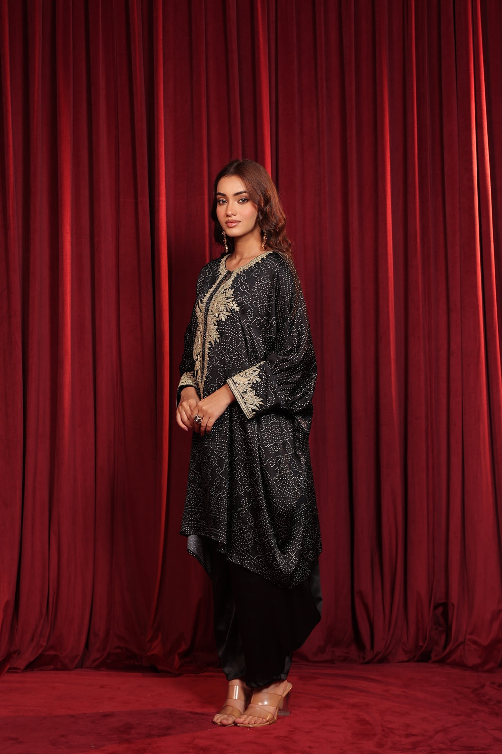 SABA TILLA EMBROIDED KAFTAN  SET - BLACK