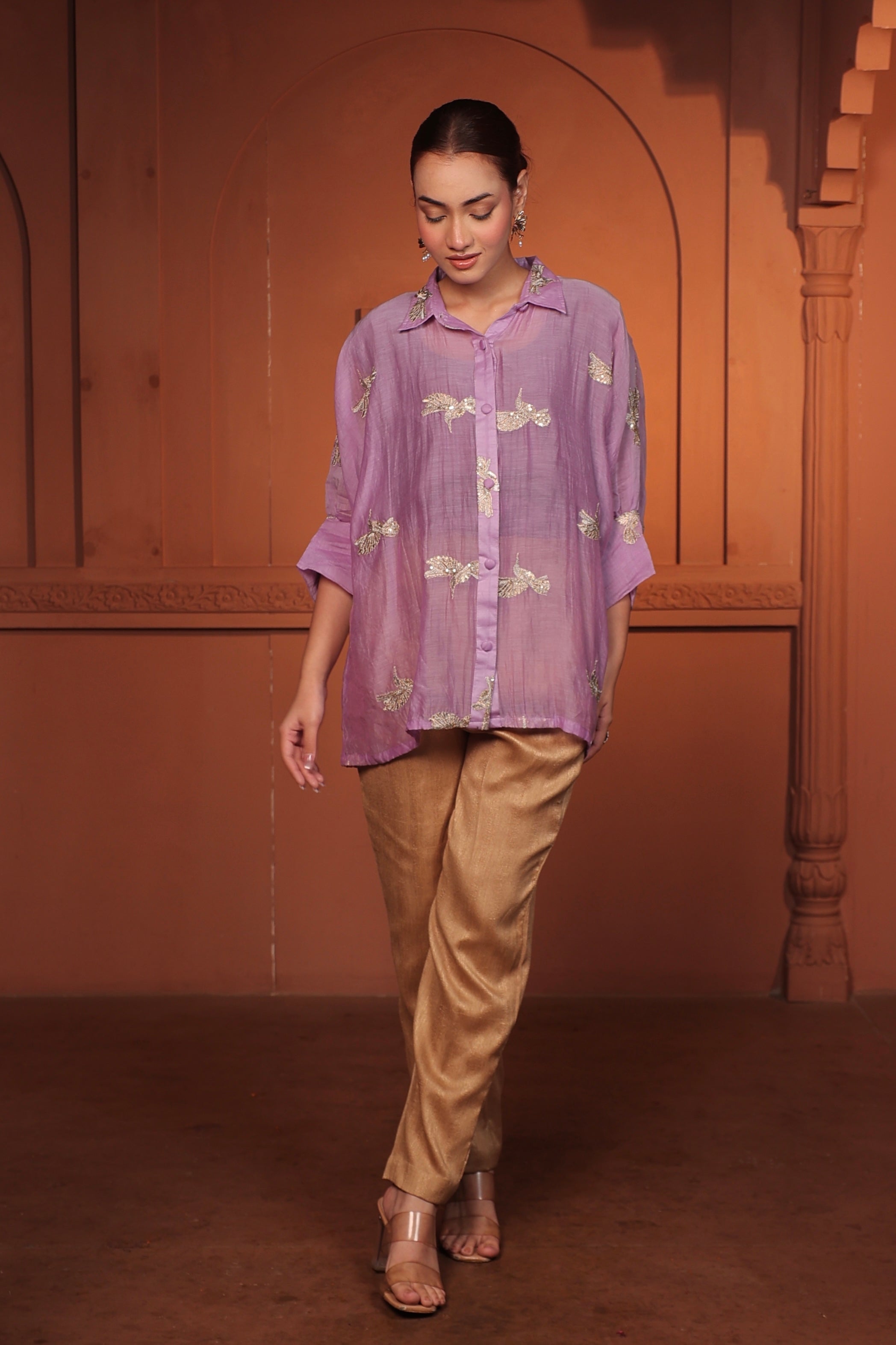 SAMA EMBROIDED SHIRT - PURPLE