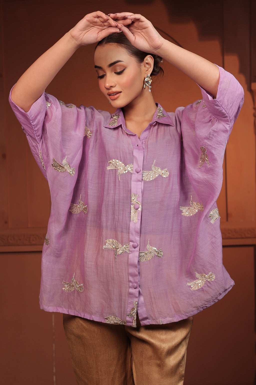SAMA EMBROIDED SHIRT - PURPLE
