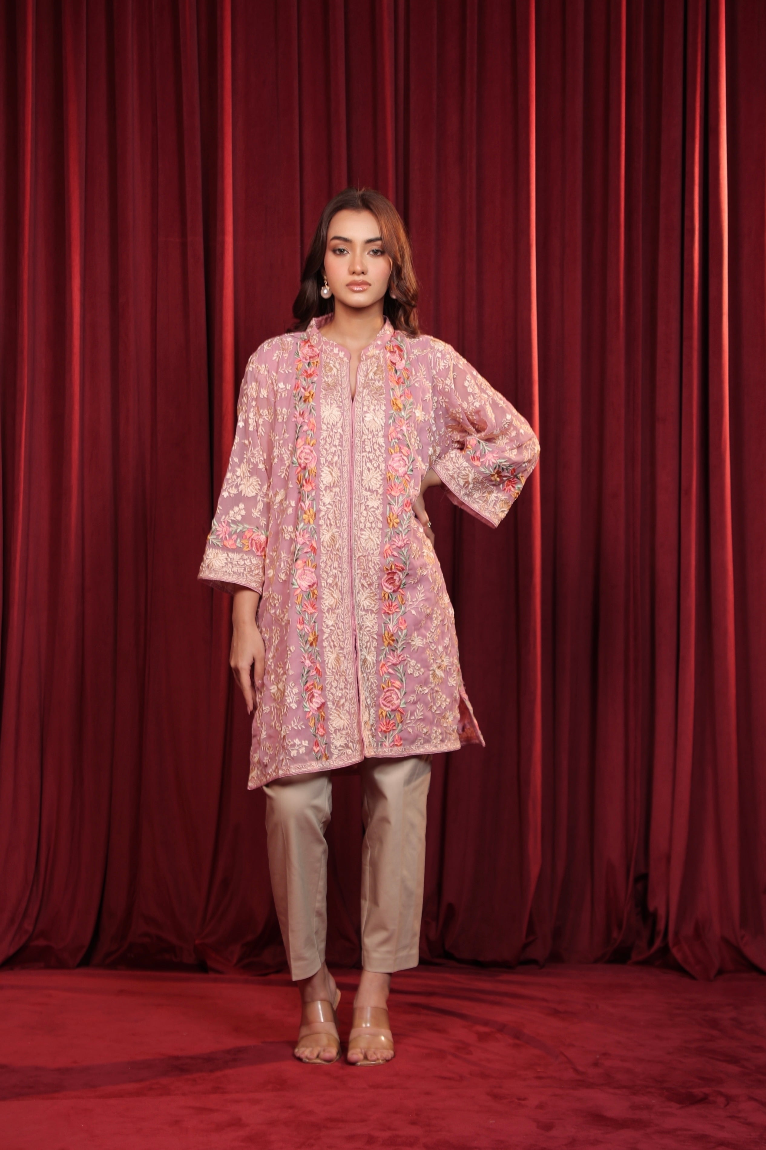 SAMA GARA EMBROIDED KURTA - PINK