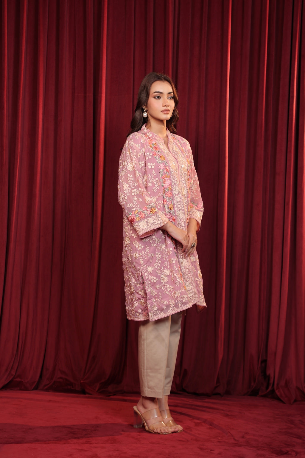 SAMA GARA EMBROIDED KURTA - PINK