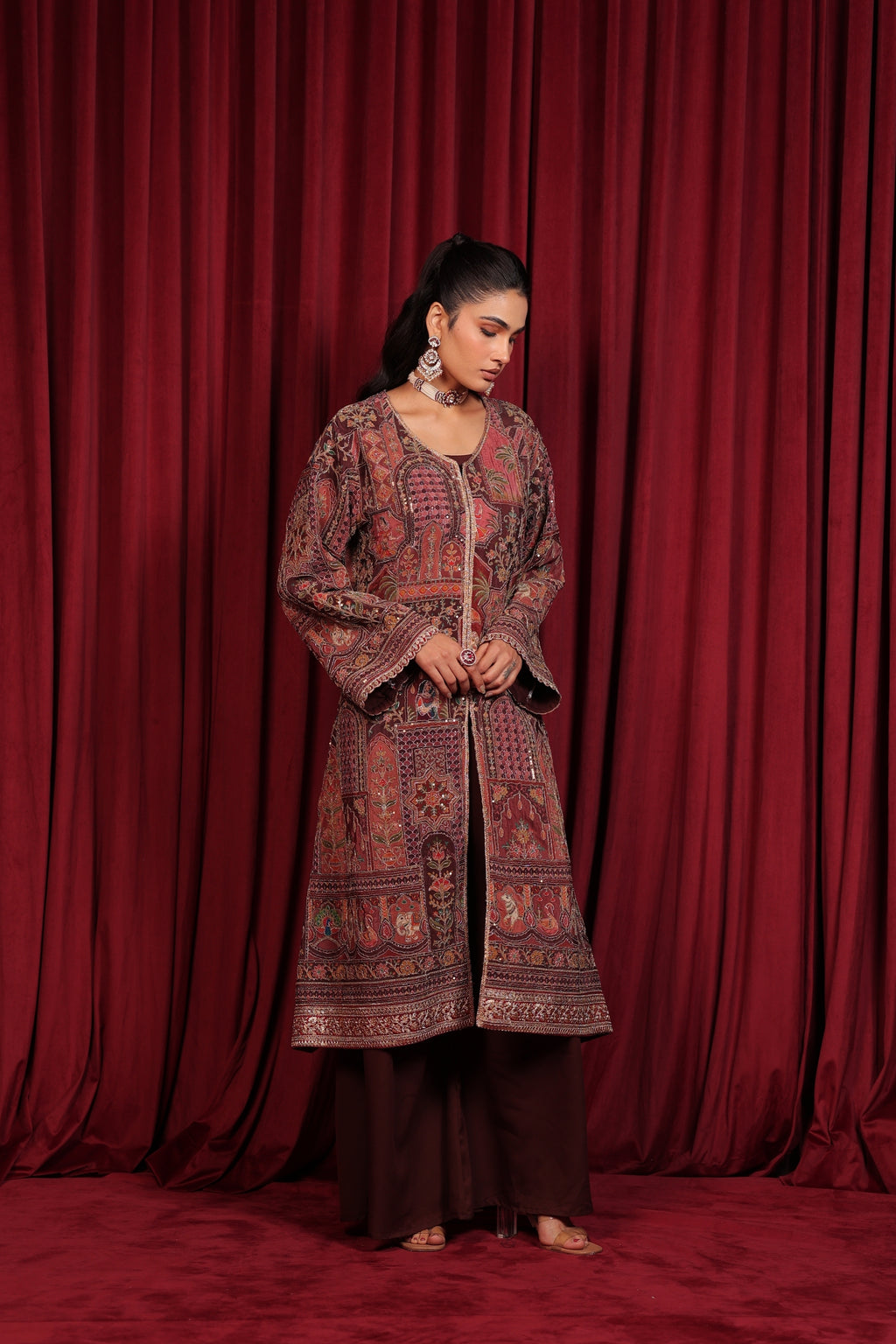 SHAB EMBROIDED JACKET - BROWN