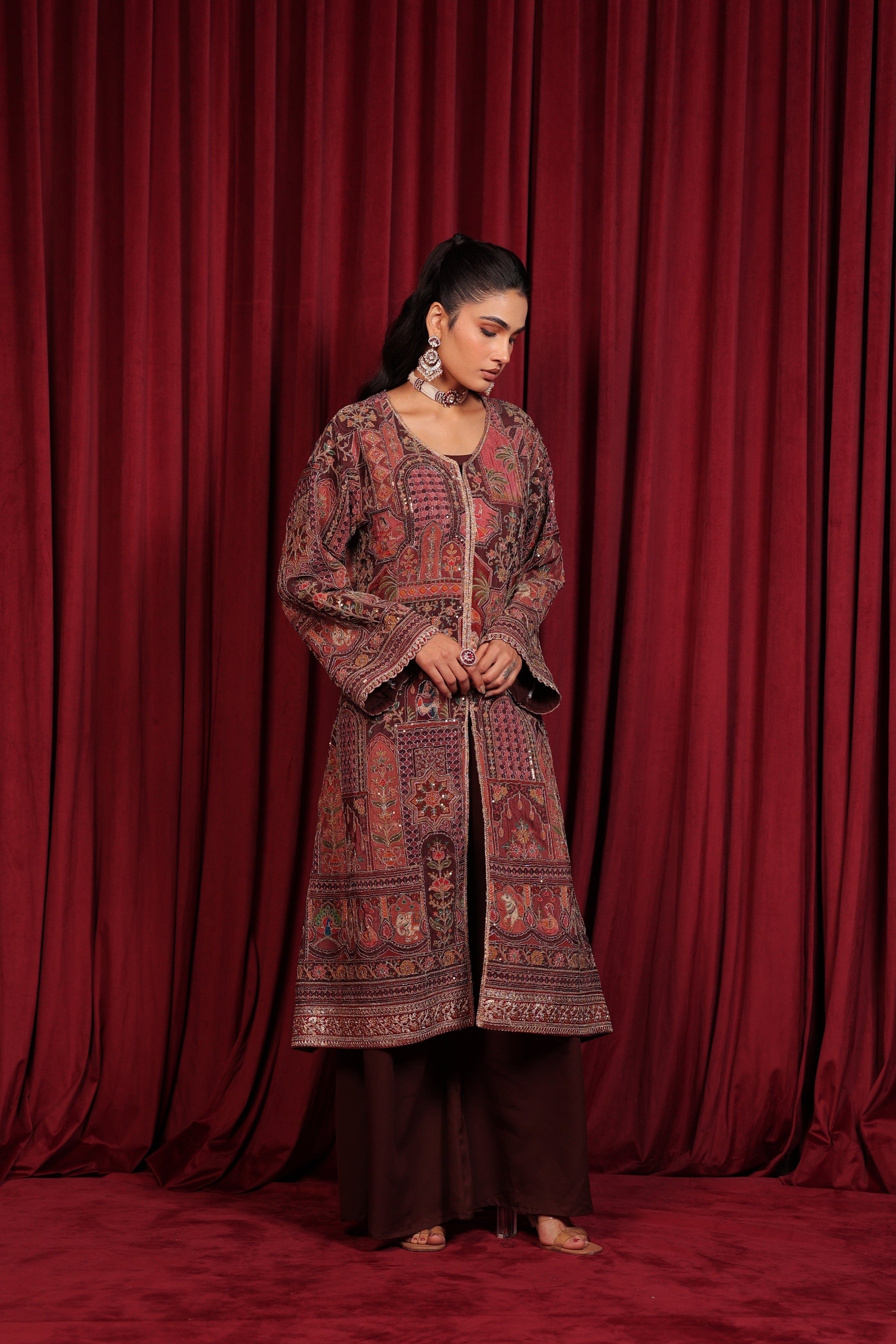 SHAB EMBROIDED JACKET - BROWN