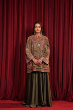 SHEEN EMBROIDED JACKET SET - GREEN