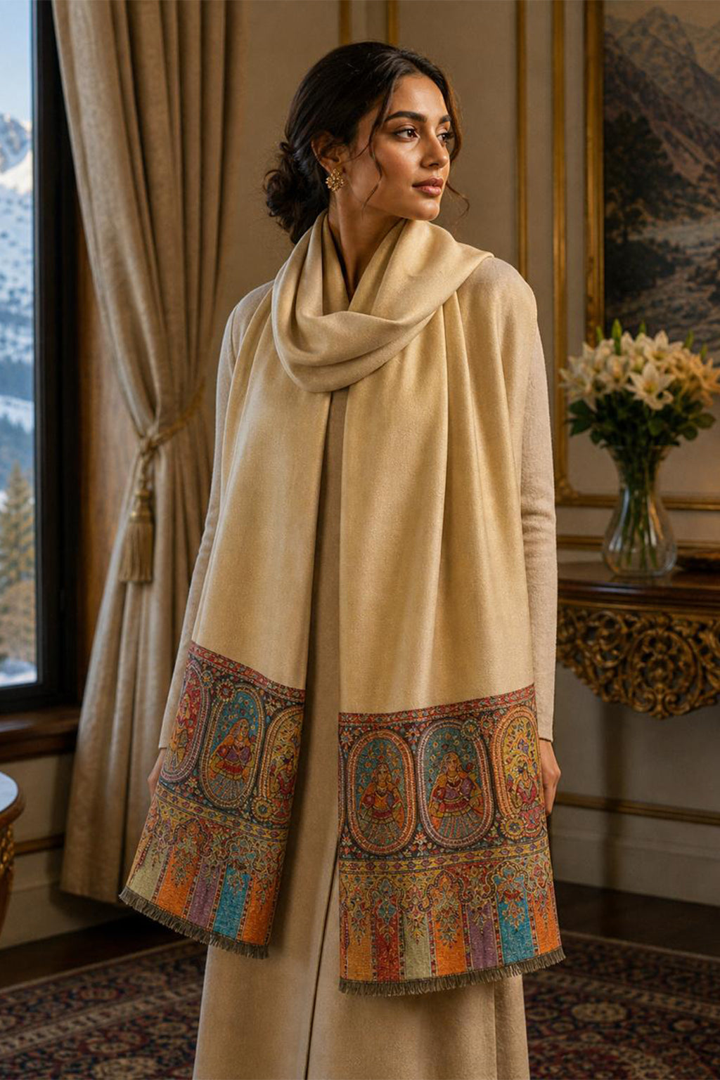 MAIRA STOLE- LIGHT BROWN/GOLD